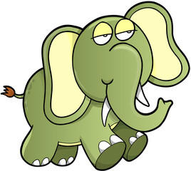 Lazy Sleepy Elephant Vector Illustration Art