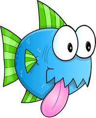 Happy Blue Fish Vector Illustration Art