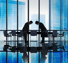 Businessmen Bowing Down Respecting Office Concept