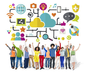 Obraz premium Social Media Social Networking Connection Data Storage Concept