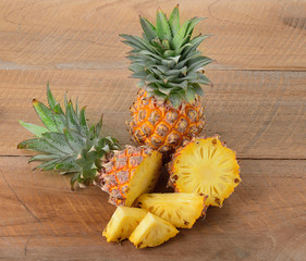 pineapple on wooden surface