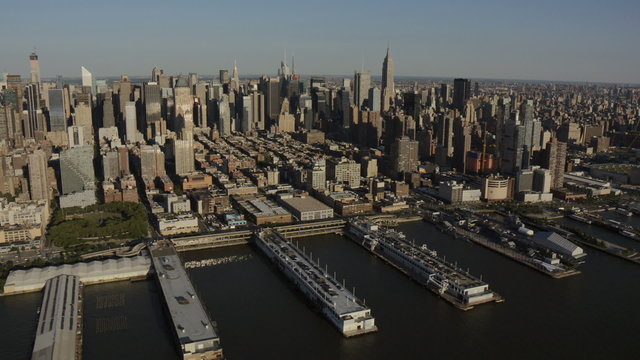 Aerial New York Manhattan Air Space Museum Pier 86 USA