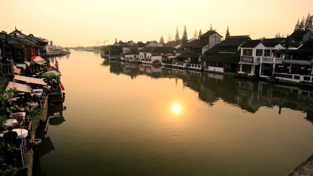 Zhujiajiao water village riverside homes Shanghai China