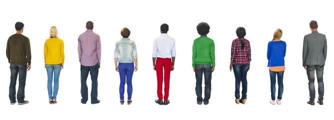 Multiethnic Group People Standing Rear View Concept
