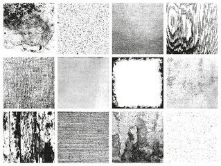 collection of 12 grungy vector patterns - various materials - obrazy, fototapety, plakaty