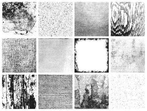 collection of 12 grungy vector patterns - various materials