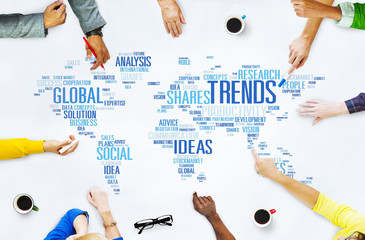 Trends World Map Marketing Ideas Social Style Concept