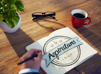 Man Note Pad Aspirations Thinking Planning Concept