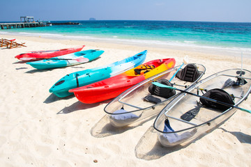 kayaks on the tropical beach