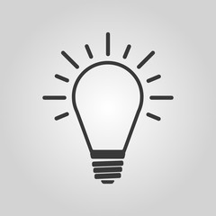 The Light lamp icon. Idea symbol. Flat