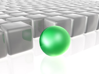 Obraz premium Green sphere with grey cubes