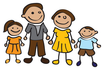 children drawing of cartoon family