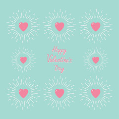 Pink shining hearts Flat design Happy Valentines day