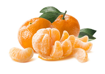 Big composition of mandarins and slices isolated on white backgr © yggdrasil
