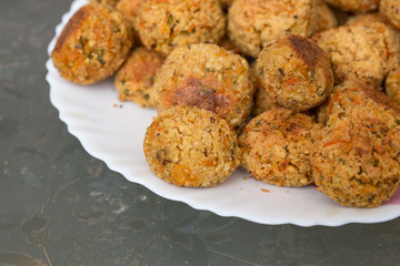 vegetarian round cutlets on plate