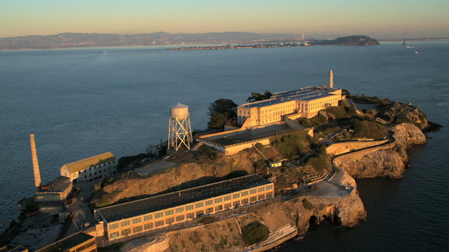 Aerial view The Rock Alcatraz Island, San Francisco Bay, USA