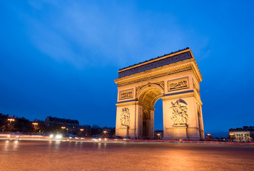 Paris, Champs-Elysees, Arc de triomphe - obrazy, fototapety, plakaty