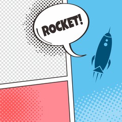 comic template element with speech bubble and halftone art