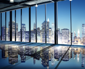 Office Cityscape Builidings Contemporary Interior Room Concept
