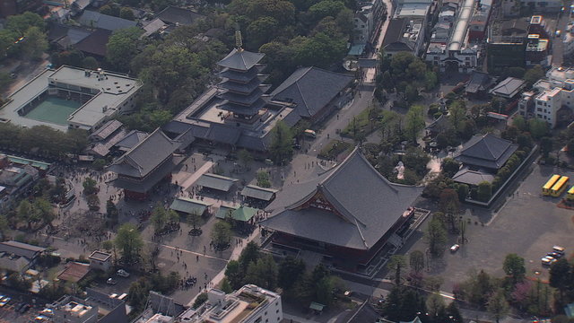Aerial view Sensoji Temple Thunder Gate Buddhist Tokyo  