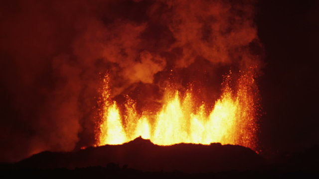Hot Lava Holuhraun Volcano Eruption Explosion Molten Magma Steam Nature Iceland 