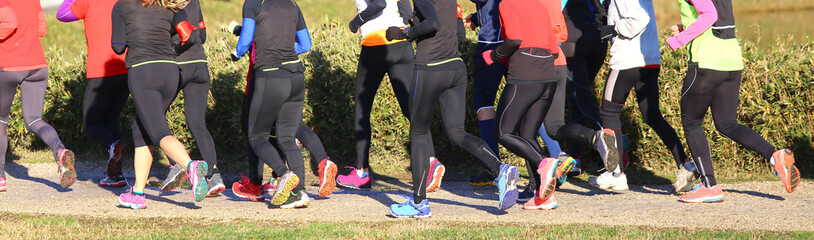 women during the cross-country race in public park