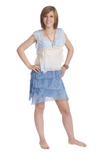 Girl in summerdress - barefoot - isolated on white