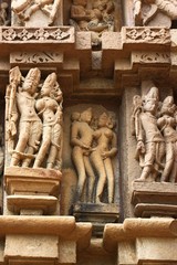Khajuraho temples and their erotic sculptures, India