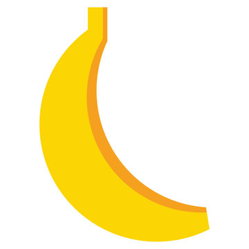 Cartoon vector simple yellow banana isolated in white background