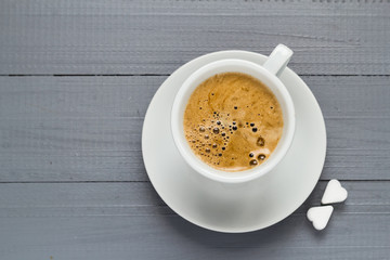 Valentine cup coffee boards sugar cubes heart