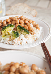 Rice with chickpeas and broccoli
