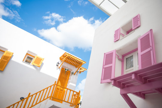 colorful house santorini style