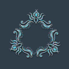 Triangle shaped frame with floral pattern.