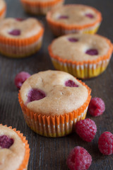 Homemade muffin with raspberries