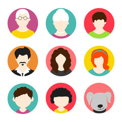 Set of cute happy family characters.