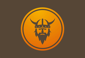 Viking circle icon logo vector