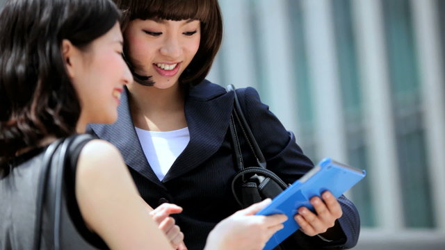 Females Asian Japanese Business Finance Tokyo City Tablet Hotspot