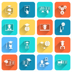 Online Education Icons Flat