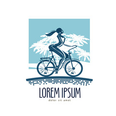 women's bike vector logo design template. walk or fitness icon.