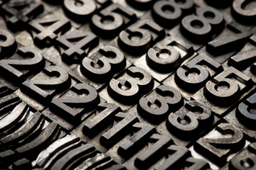 vintage letterpress alphabet and number background