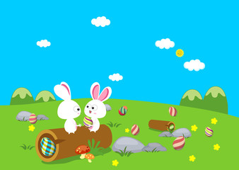 Obraz na płótnie Canvas easter bunny eggs