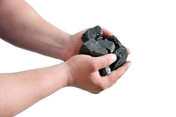 Coal in the miner's hands