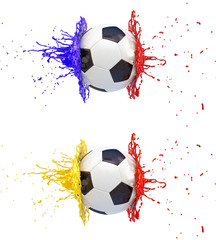 Splash - colored paint - soccer ball