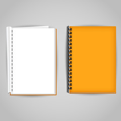 Yellow brochure covered and open.