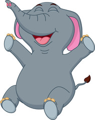 Happy Elephant cartoon sitting