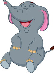 Happy Elephant cartoon sitting