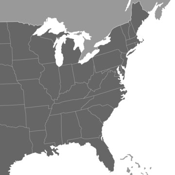 Ostküste der USA in grau