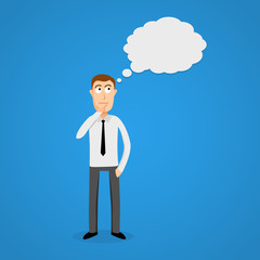 Business man with thinking cloud.