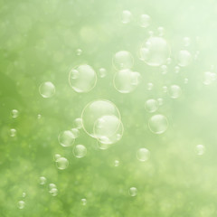 Soap bubbles on a nature background