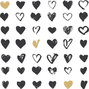 Heart Icons Set, Hand Drawn Ions And Illustrations For